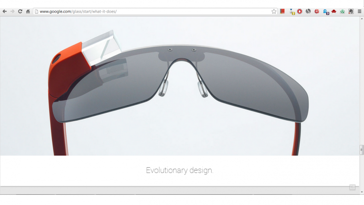 تصویر عینک گوگل (گوگل گلاس) از وبسایت، http://www.google.com/glass/start/