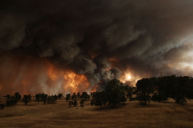 آتش راکی، آتش سوزی که در کالیفرنیا رخ داده است، حدود ۶۵ هزار هکتار از زمین‌‌‏های این ایالت را درگیر خود کرده است. (Justin Sullivan/Getty Images) 