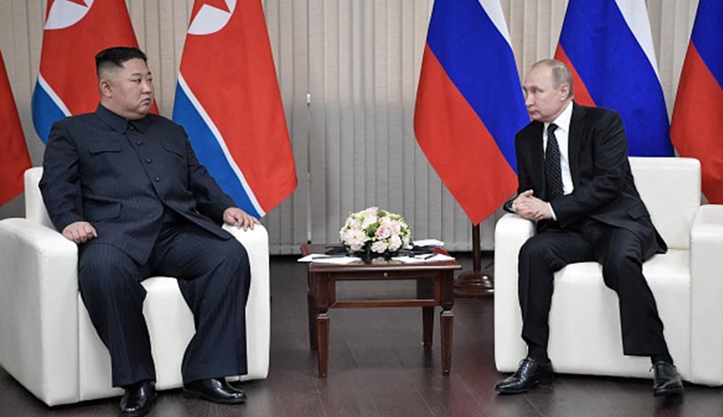دیدار ولادیمیر پوتین، رئیس‌جمهور روسیه و کیم جونگ اون، رهبر کره شمالی جهت تامین تسلیحات مورد نیاز مسکو در جنگ با اوکراین
