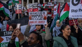 تجمع اعتراضی طرفداران فلسطینی در لندن
