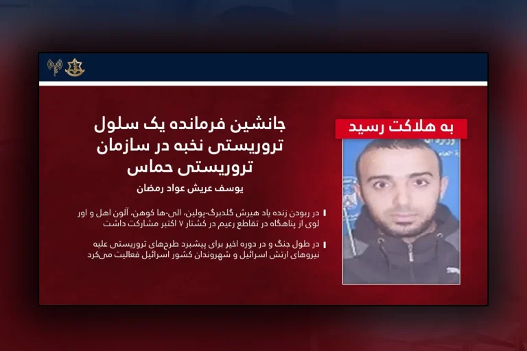 ارتش اسرائیل اعلام کرد یکی از فرماندهان حماس که در ربودن چهار شهروند اسرائیلی در جریان حمله ۷ اکتبر ۲۰۲۳ مشارکت داشت، در یک حمله هوایی در نوار غزه کشته شده است.