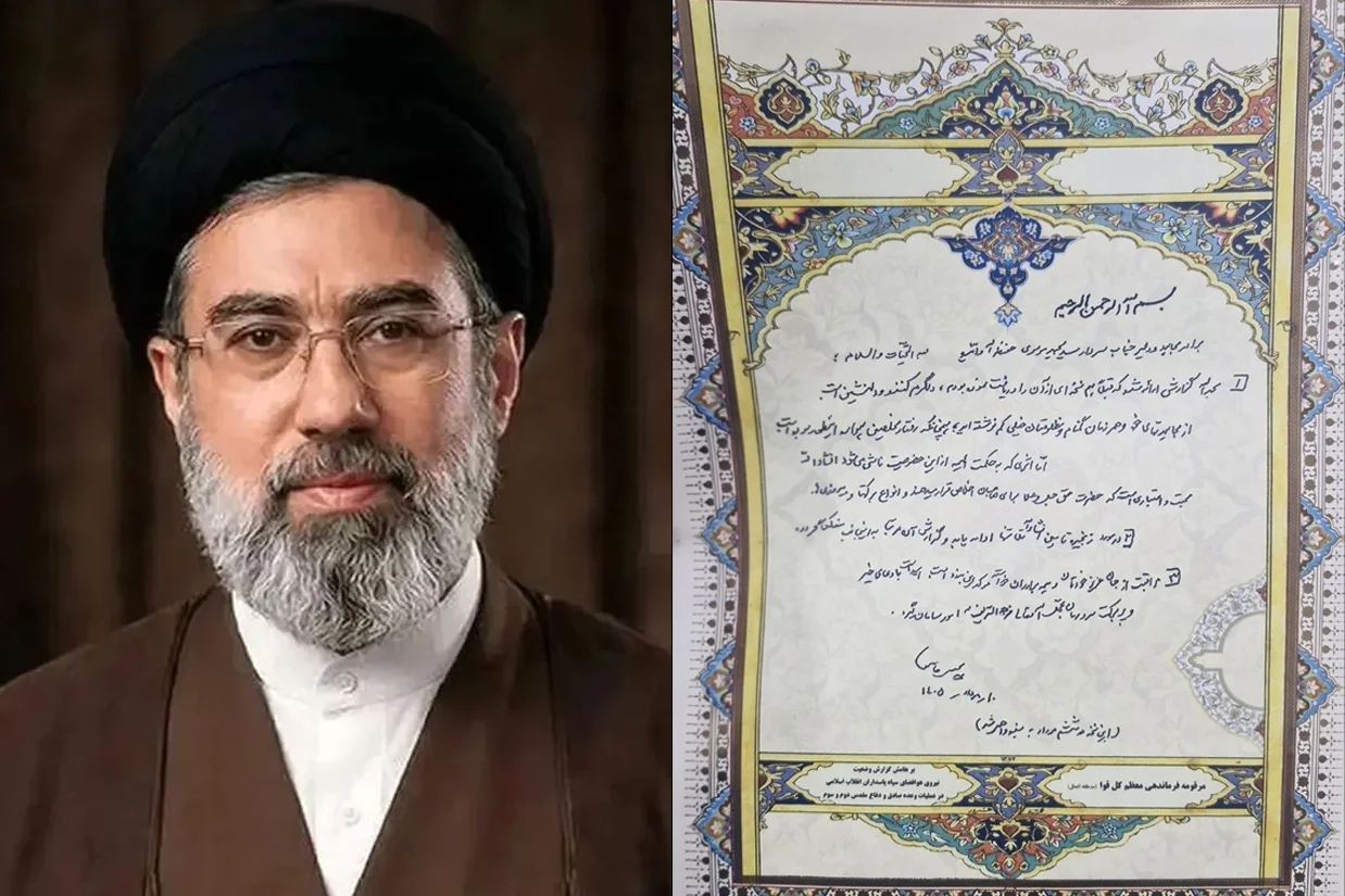 رسانههای داخلی ایران روز سهشنبه ۳۱ شهریور تصویری از نخستین دستنوشته مجتبی خامنهای پس از قرار گرفتن او در جایگاه رهبری جمهوری اسلامی منتشر کردند.