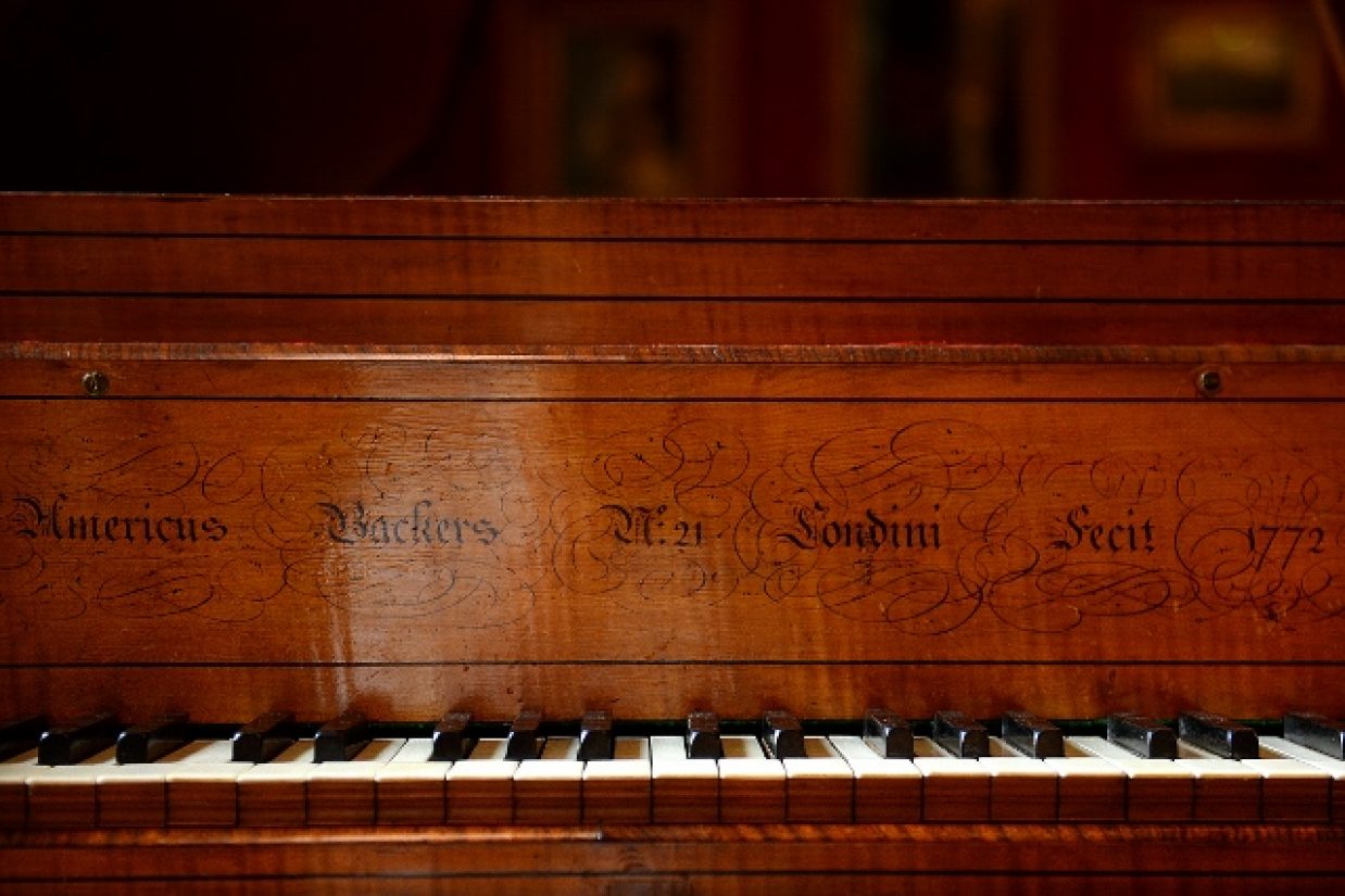 RESENDING WITH MANDATORY EMBARGO - NOT FOR USE UNTIL 0001 GMT MAY 12, 2013
British pianist David Owen Norris plays the oldest surviving English grand piano in Apsley House, central London, on May 10, 2013. The piano built in London by renowned piano maker