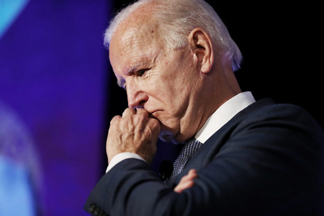 LOS ANGELES, CALIFORNIA - OCTOBER 04: Democratic U.S. presidential candidate and former Vice President Joe Biden pauses while speaking at the SEIU Unions for All Summit on October 4, 2019 in Los Angeles, California. Eight Democratic Presidential candidates were scheduled to speak today and tomorrow at the summit. The presidential primary in California will be held on March 3, 2020.   (Photo by Mario Tama/Getty Images)