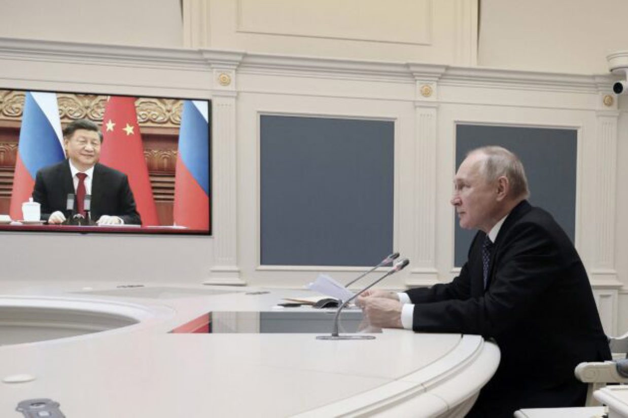 Xi Jinping,Vladimir Putin ولادیمیر پوتین، رئیس‌ جمهور روسیه و شی جین پینگ, رئیس‌ جمهور چین