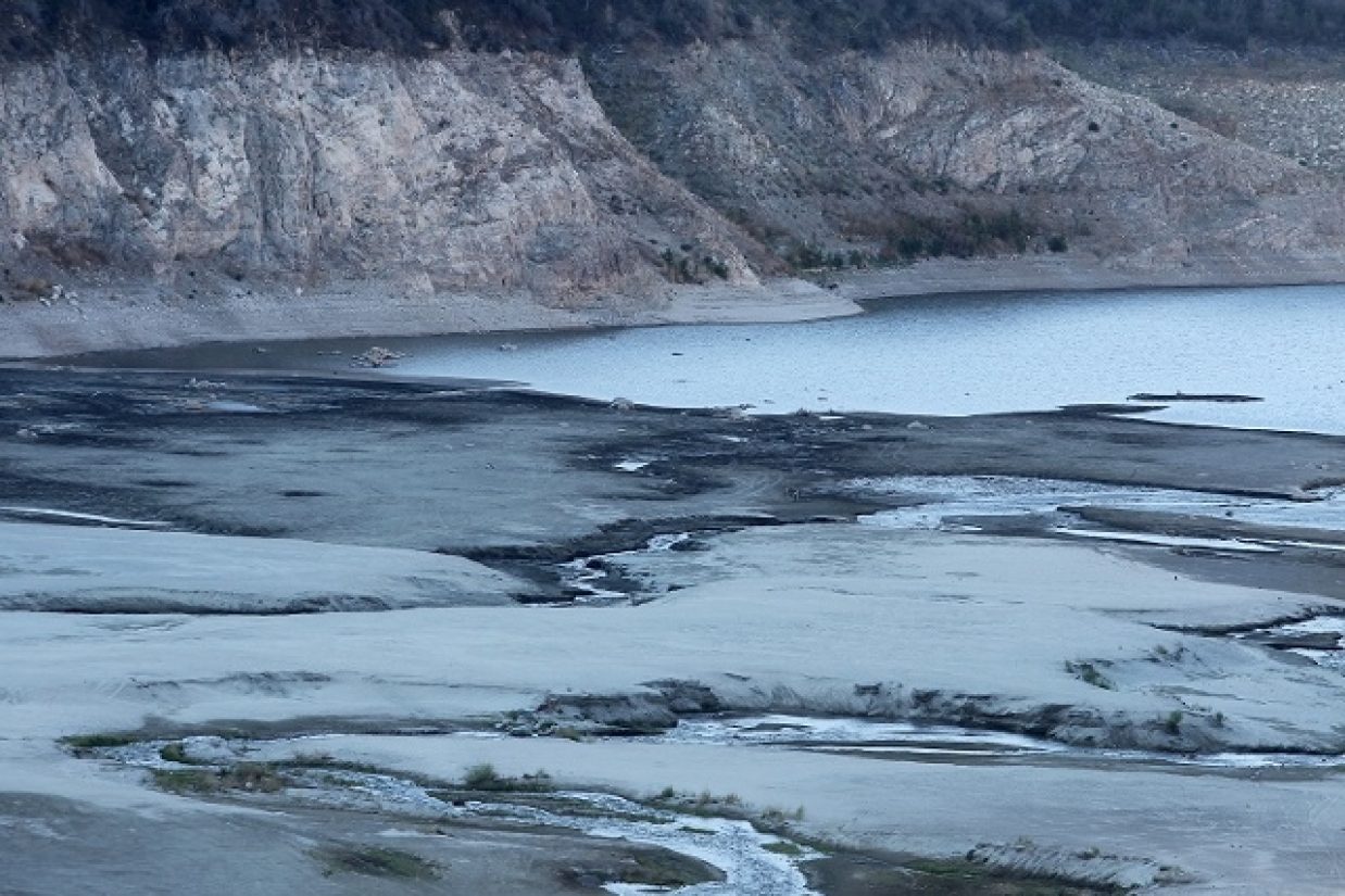 AZUSA, CA - JANUARY 22:  The San Gabriel River winds through the dry upper reaches of San Gabriel Reservoir in the Angeles National Forest on January 22, 2014 in near Azusa, California. Now in its third straight year of drought conditions, California is e
