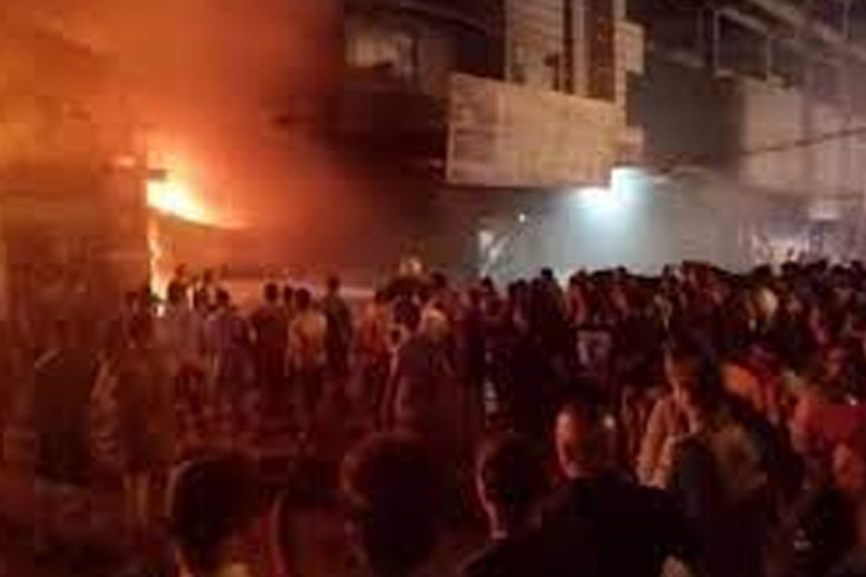 آتش‌سوزی در یک مراسم عروسی در شهرستان حمدانیه در استان نینوا واقع در شمال عراق