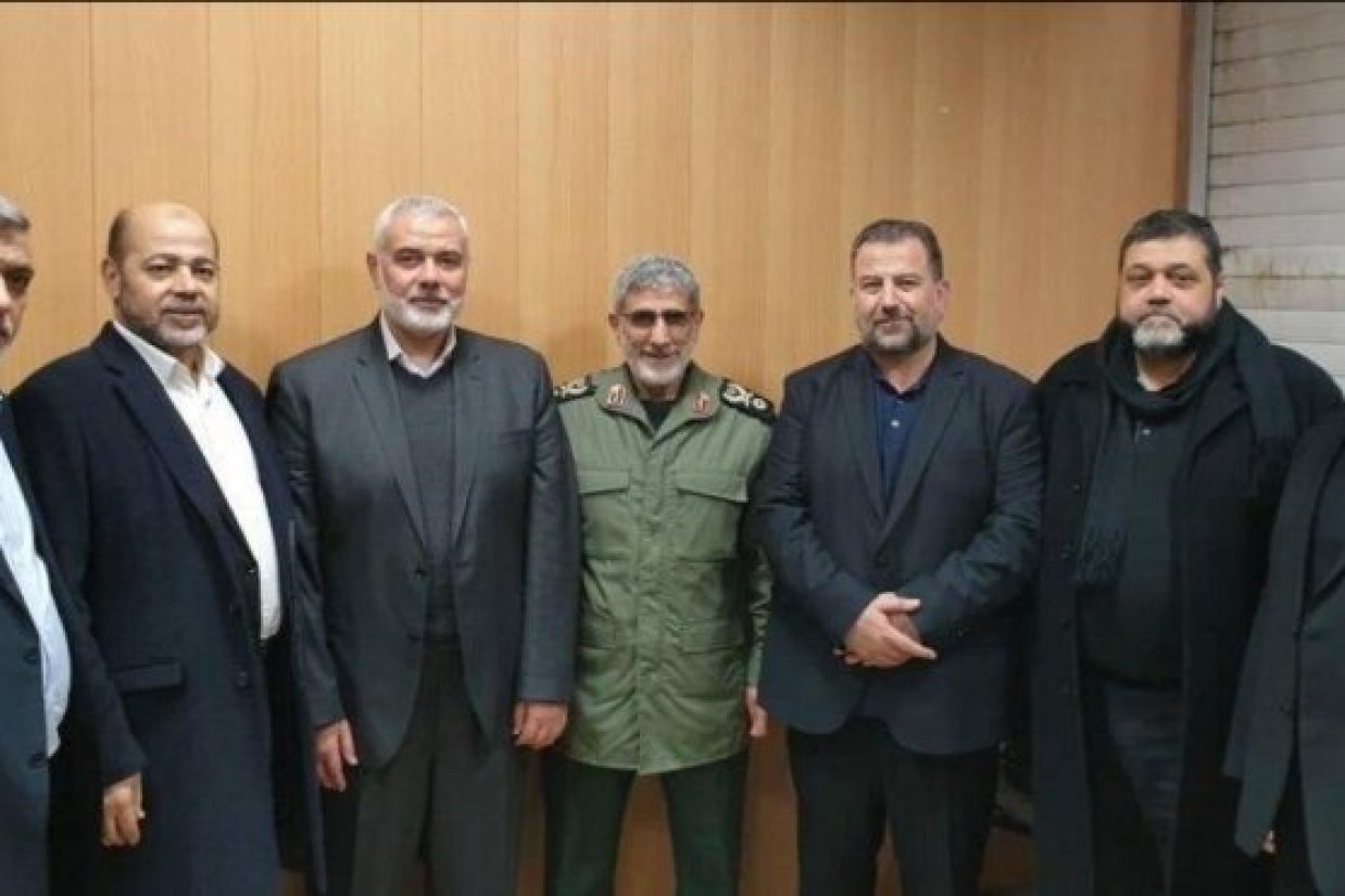دیدار اسماعیل قاآنی، فرمانده نیروی قدس سپاه، با رهبران حماس، حزب‌الله و جهاد اسلامی فلسطین