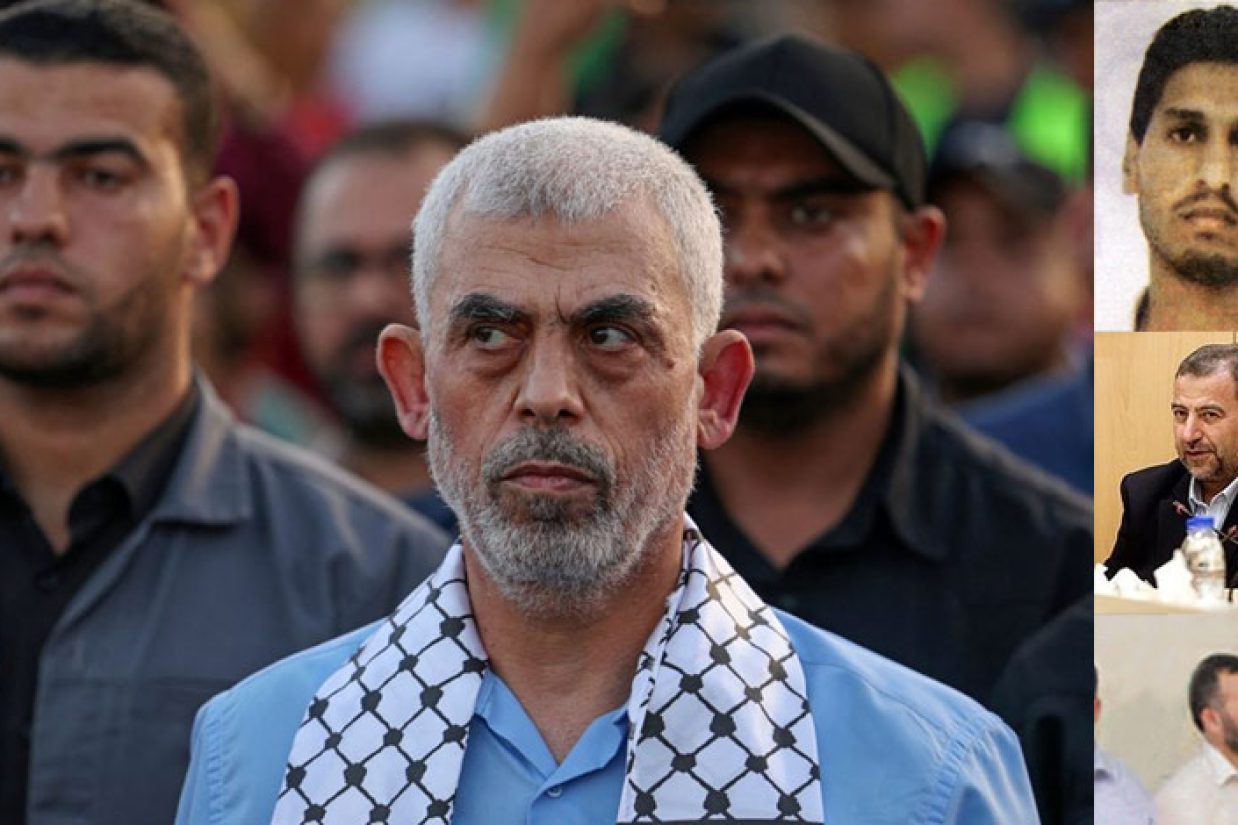 یحیی سنوار، رئیس شاخه سیاسی جنبش فلسطینی حماس در نوار غزه در یک راهپیمایی در حمایت از مسجد الاقصی بیت المقدس در شهر غزه در ۱ اکتبر ۲۰۲۲ شرکت کرد. (MAHMUD HAMS/AFP via Getty Images)